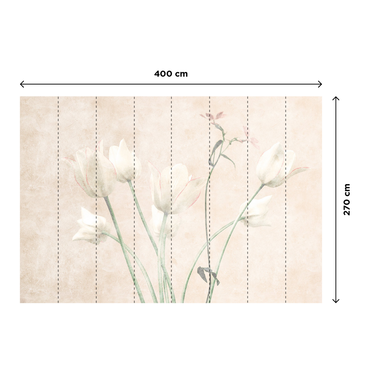 Papier peint panoramique XL Fiori Sable beige Brillant
