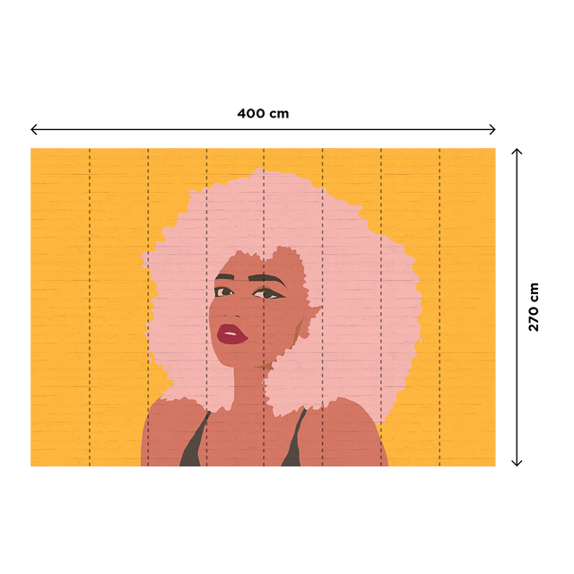 Papier peint panoramique XL BILLIE 400 x 270 cm ocre et rose