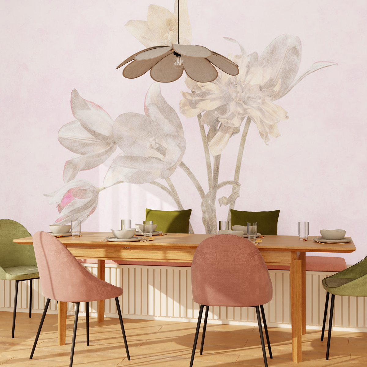 Papier peint panoramique XL Tulipani Rose diaphane Brillant