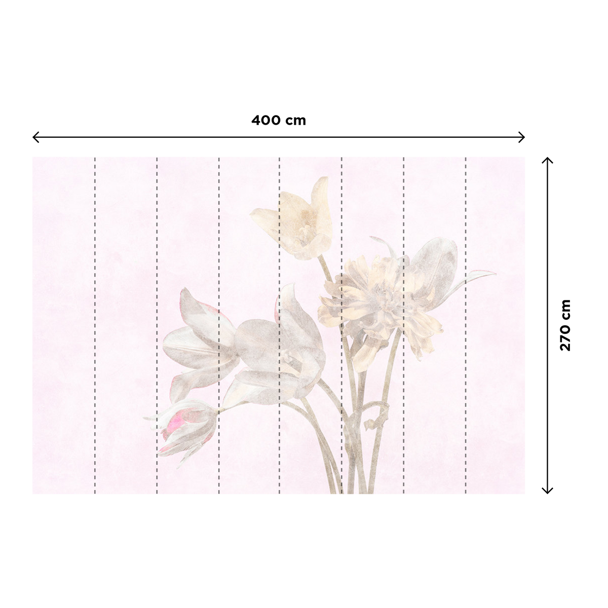 Papier peint panoramique XL Tulipani Rose diaphane Brillant