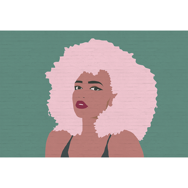 Papier peint panoramique XL BILLIE 400 x 270 cm vert bleuté et rose