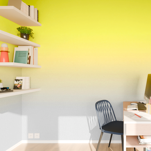 Papier peint panoramique XL MYRIEL 400 x 270 cm jaune et gris perle