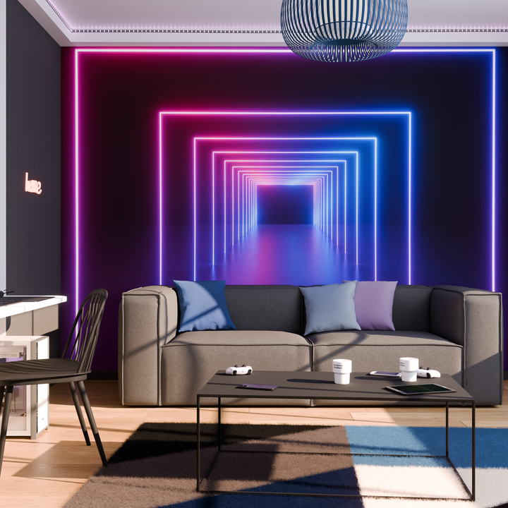 Papier peint panoramique XL Neon lights Multicolore Mat