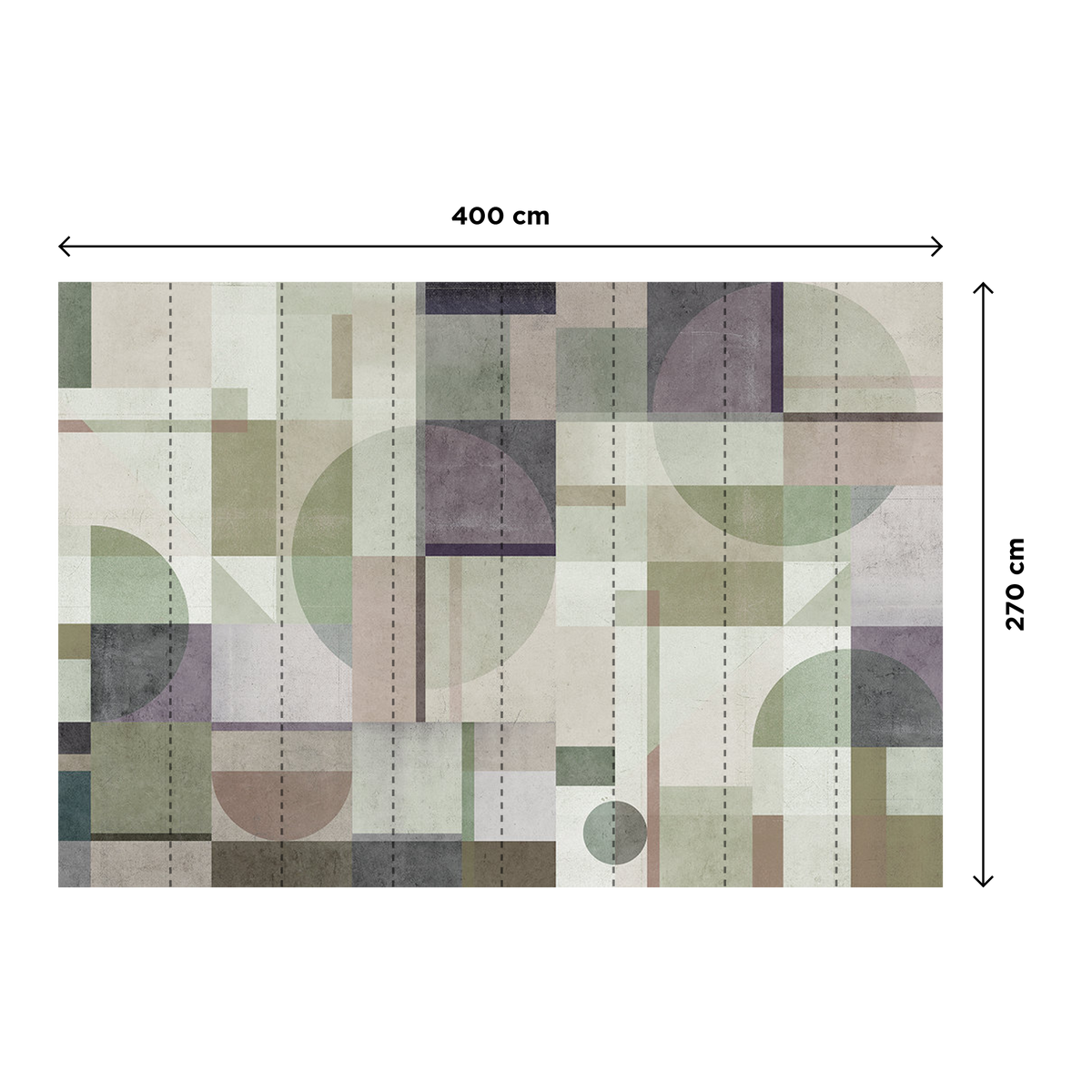 Papier peint panoramique XL Kunst Beige, violet et vert Brillant