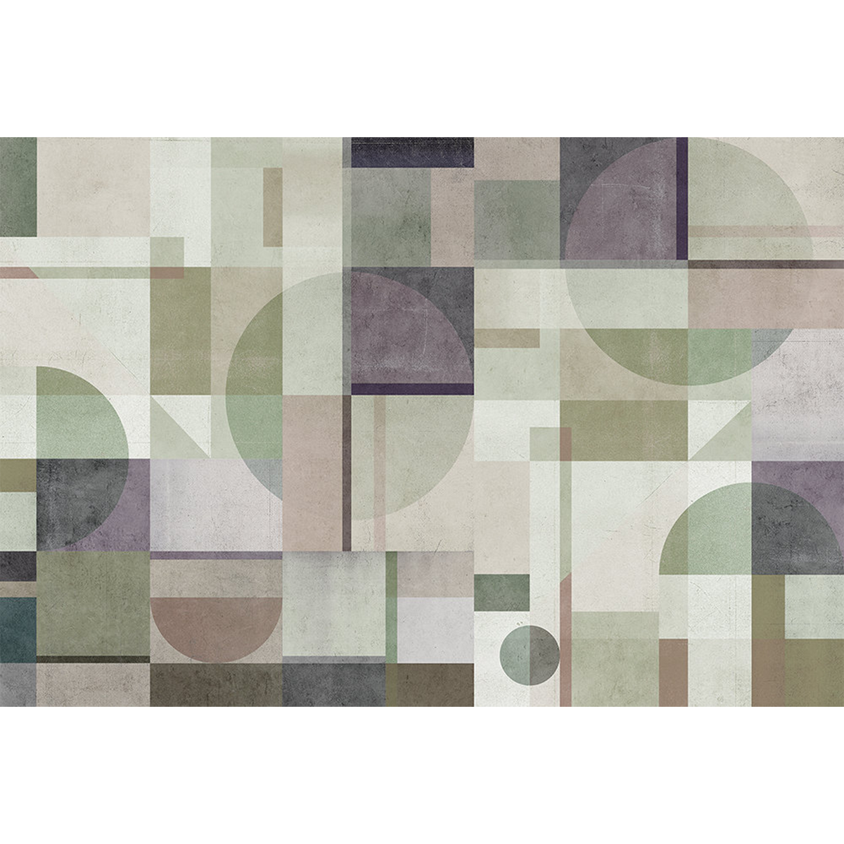 Papier peint panoramique XL Kunst Beige, violet et vert Brillant