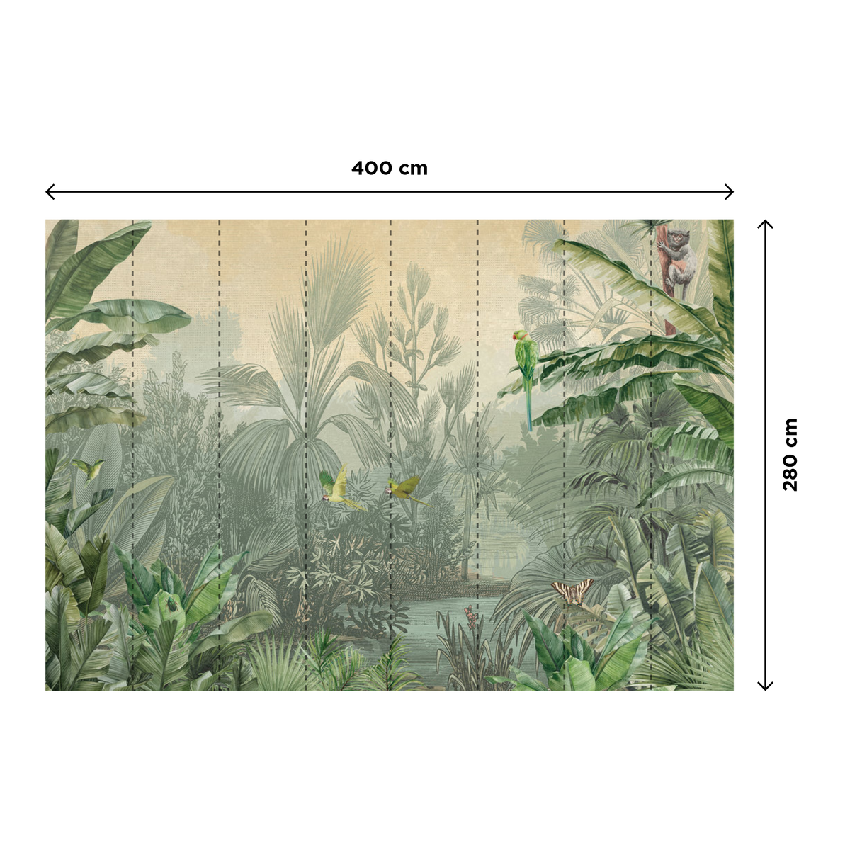 Papier peint panoramique XL Maldonado Camaïeux de verts Brillant