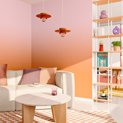 Papier peint panoramique XL Myriel Terre battue et rose Brillant