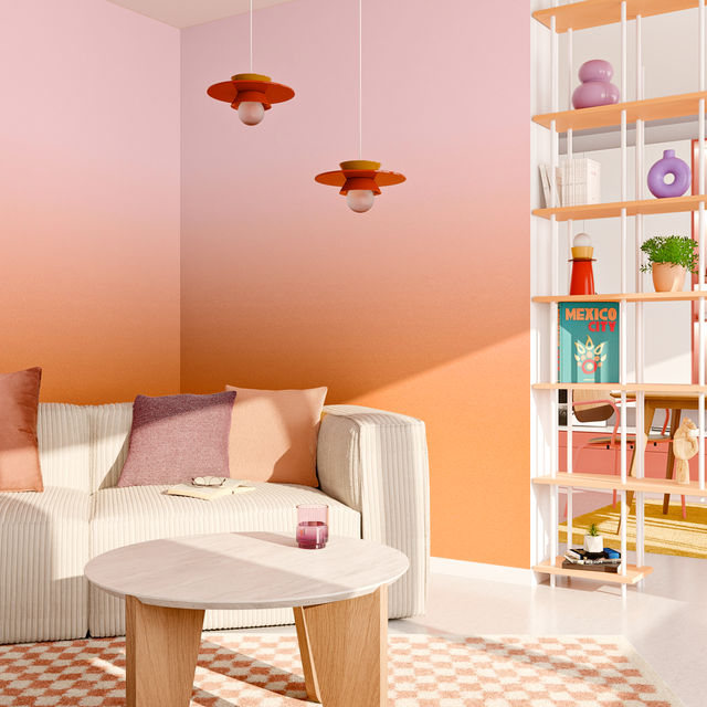 Papier peint panoramique XL MYRIEL 400 x 270 cm terre battue et rose