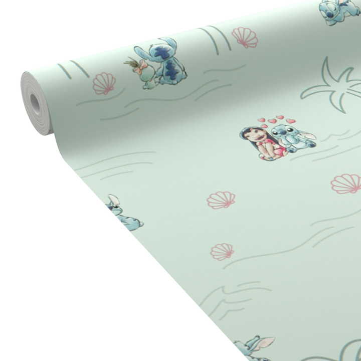 Papier peint intissé Lilo&stitch Bleu aqua