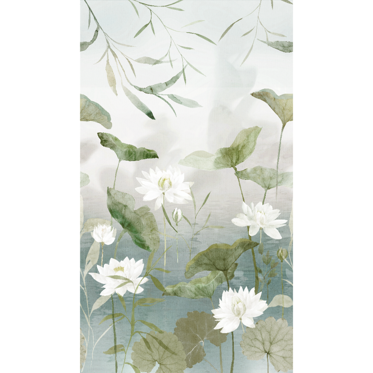 4MURS Papier peint panoramique L Nynfea Camaïeux de verts Satiné