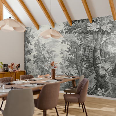 Papier peint panoramique XL Fancy forest Gris anthracite Brillant