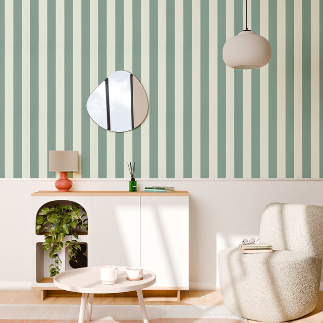 4MURS Papier peint intissé OPAL STRIPE coloris vert de gris