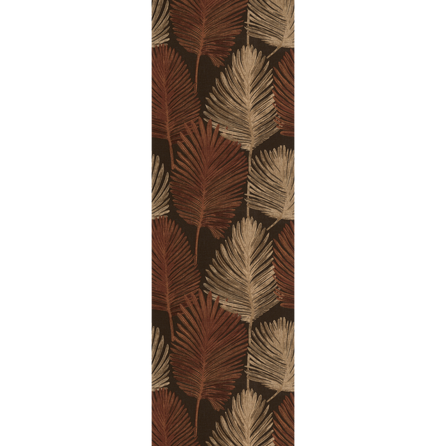 Papier peint intissé HOJA marron foncé et orange cuivré