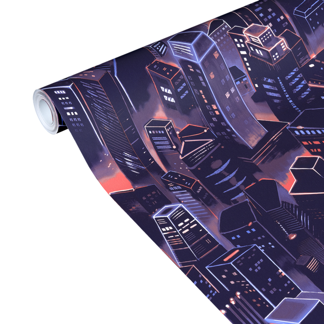 4MURS Papier peint intissé BUILDING coloris noir et bleuet