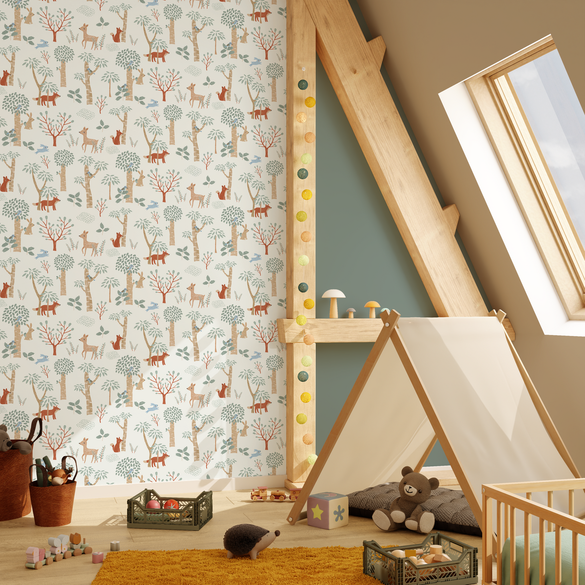 Papier peint intissé Friendly forest Multicolore