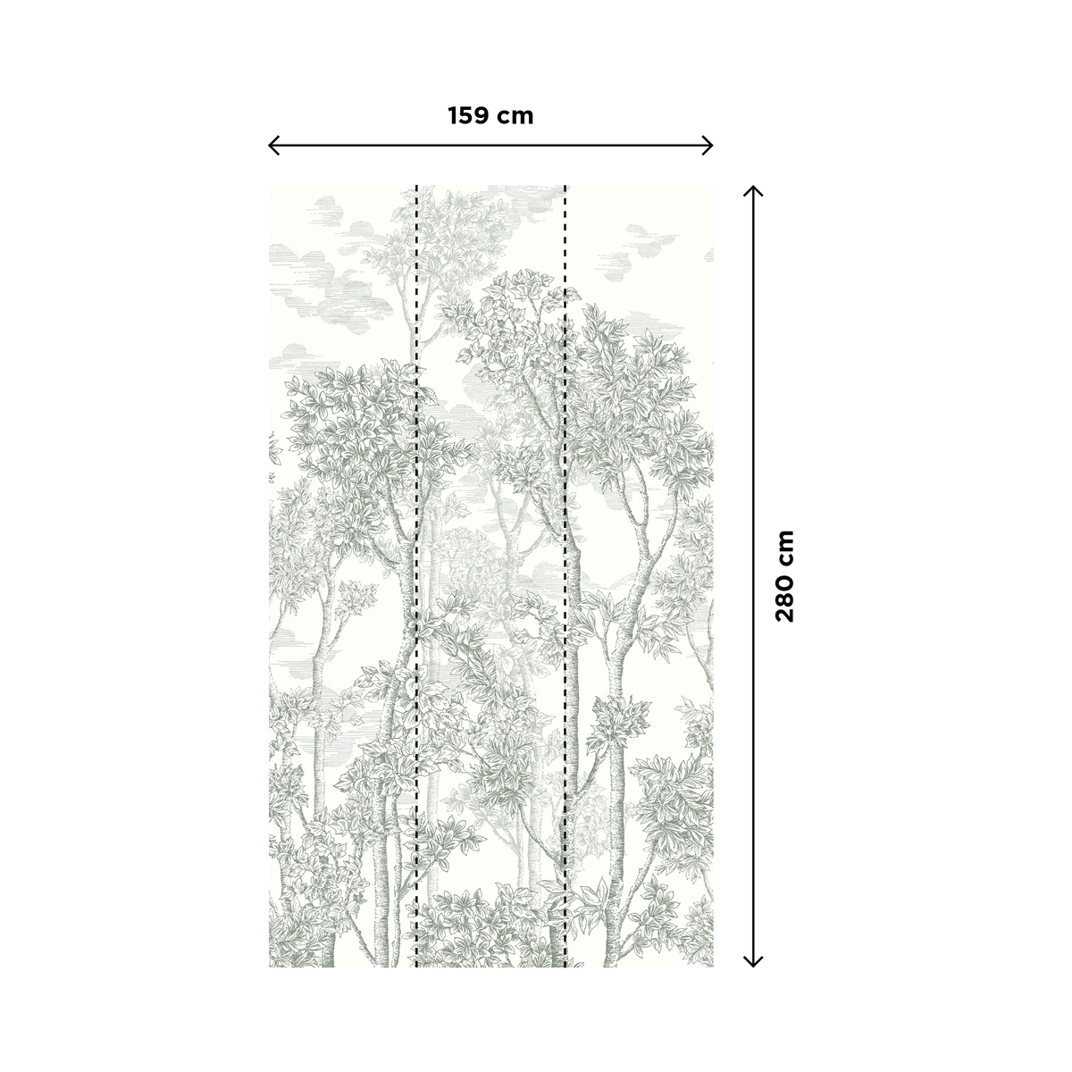 4MURS Papier peint panoramique L Ernest tree Vert de gris Satiné
