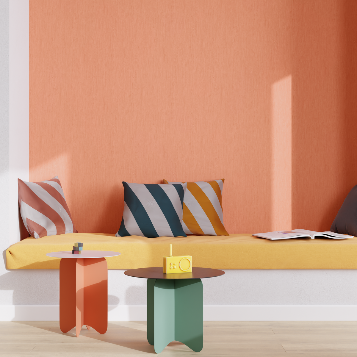 Papier peint Panama Rose corail Lisse