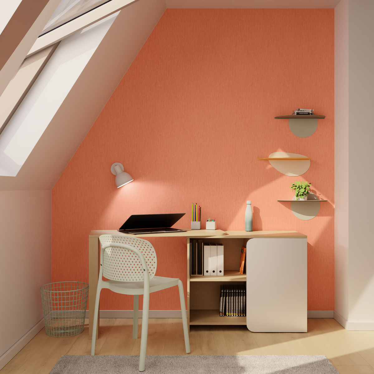 Papier peint Panama Rose corail Lisse