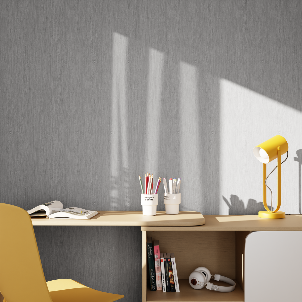 Papier peint Panama Gris acier Lisse