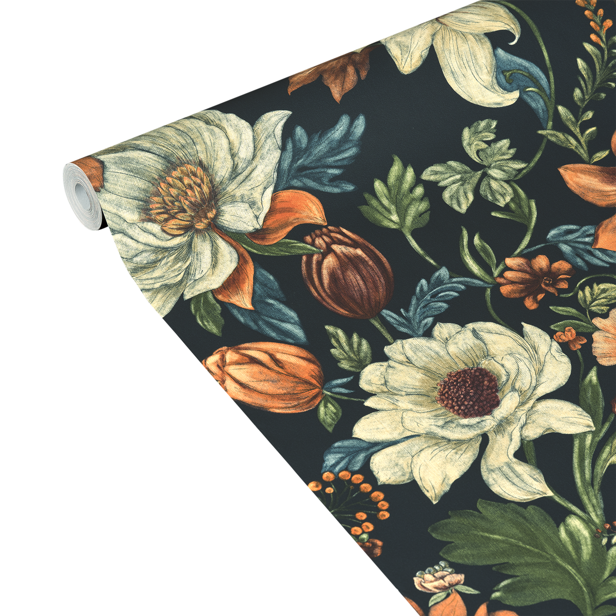 Papier peint intissé Anéma Bleu profond et orange brûlée