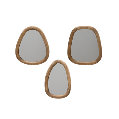 Lot De 3 Miroirs Ronds Bohème - Diam 28 Cm - Beige Lot De 3 Miroirs Ronds Bohème - Diam 28 Cm - Beige