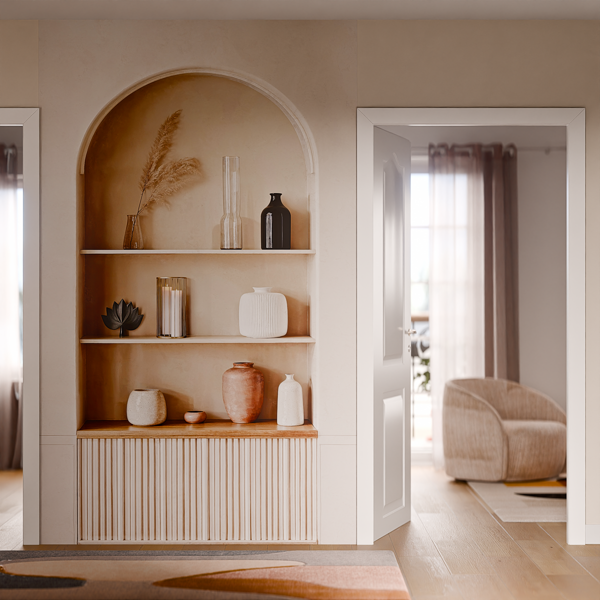 4MURS Papier peint panoramique L Ophelie Beige rosé Satiné