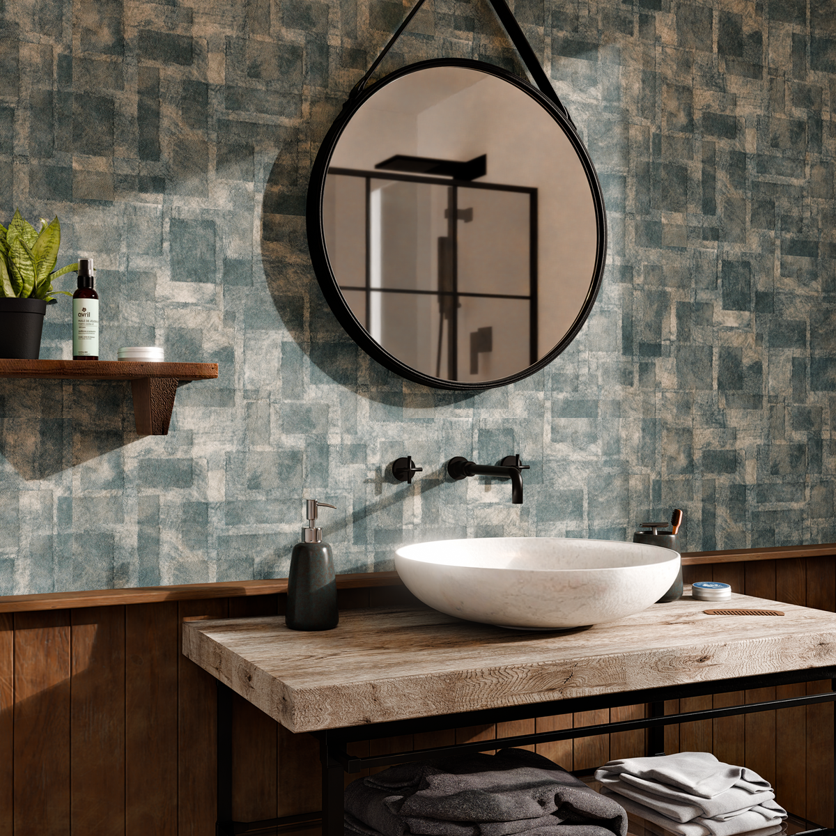 4MURS Papier peint intissé Ruddy Bleu grisé