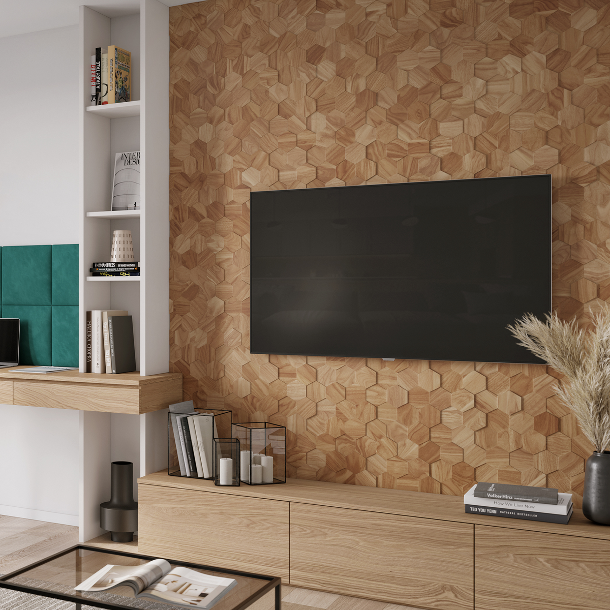 Plaque murale en bois Ultrawood teak hexagon Marron