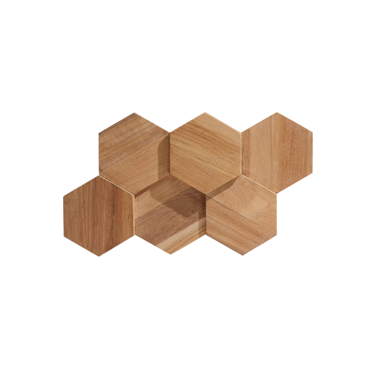 Plaque murale en bois Ultrawood teak hexagon Marron