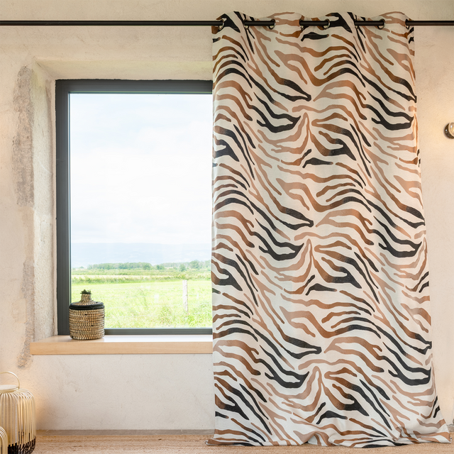 Rideau SAVANE coloris Ocre et noir 140 x 260 cm