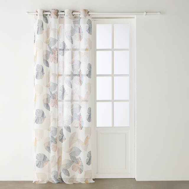 Voilage BAKARI coloris BLEU / BRUN 140 x 240 cm