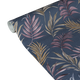 COSMOLIVING Papier peint intissé Midnight botanica Bleu nuit et prune Structuré