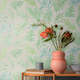 COSMOLIVING Papier peint intissé Midnight botanica Blanc et vert pistache