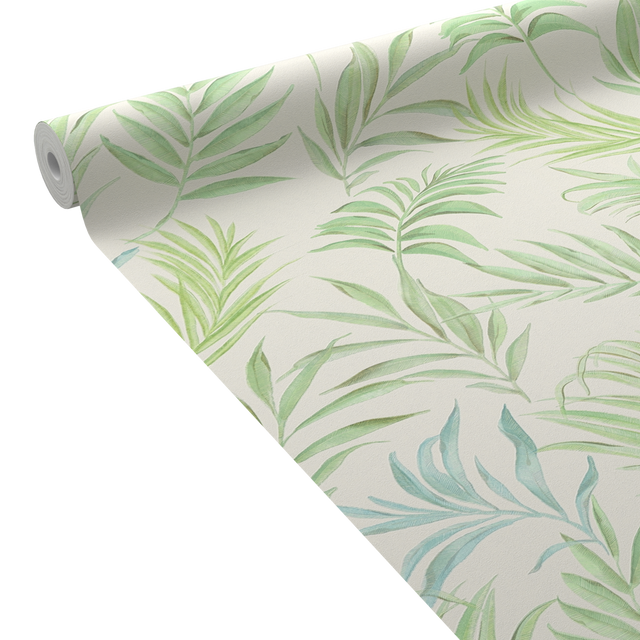 CosmoLiving Papier peint intissé MIDNIGHT BOTANICA blanc et vert pistache