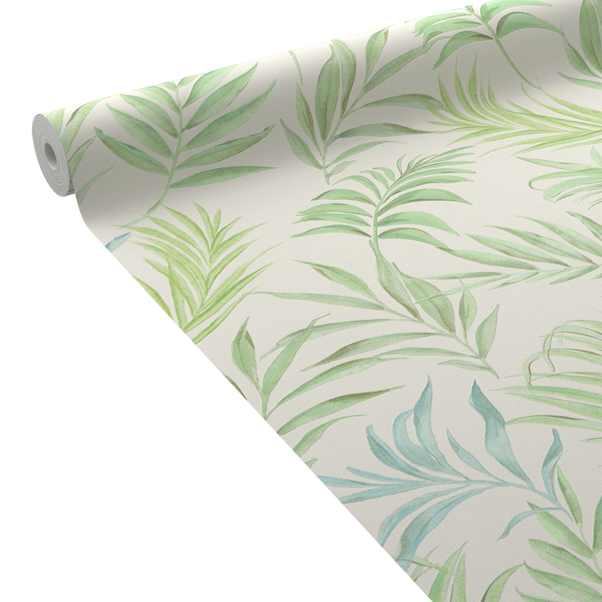 COSMOLIVING Papier peint intissé Midnight botanica Blanc et vert pistache