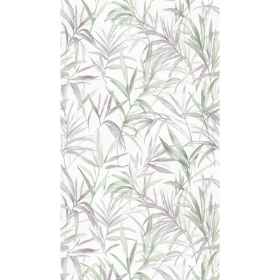 COSMOLIVING Papier peint panoramique L Cecilia Gris perle et vert feuille Satiné