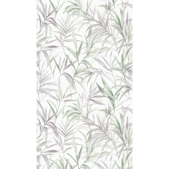 COSMOLIVING Papier peint panoramique L Cecilia Gris perle et vert feuille Satiné