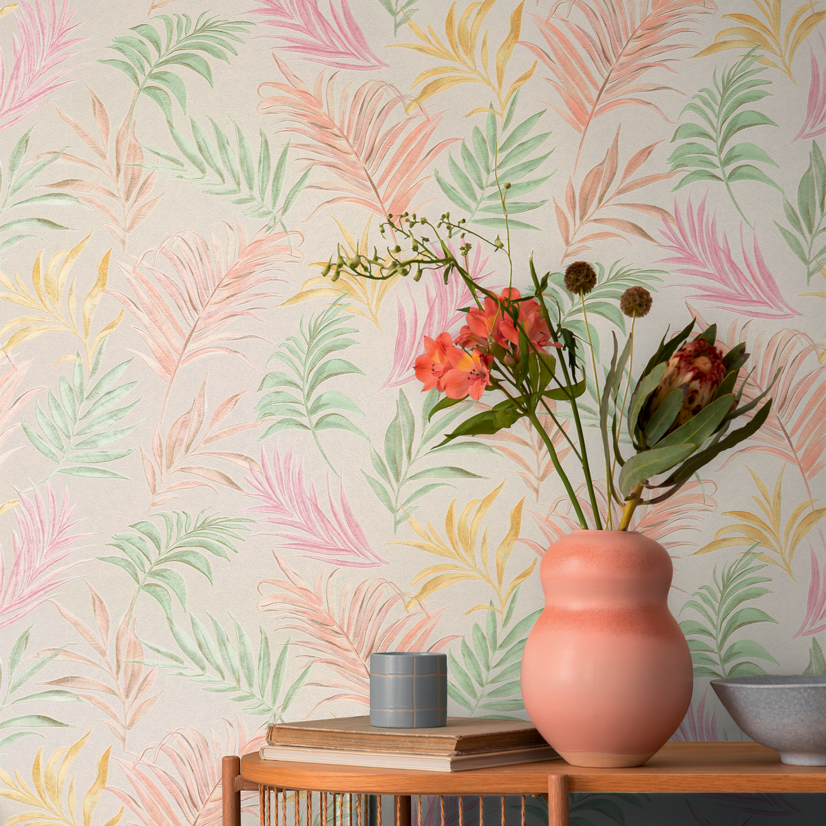 COSMOLIVING Papier peint intissé Midnight botanica Multicolore