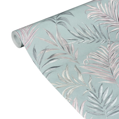 COSMOLIVING Papier peint intissé Midnight botanica Bleu azurin et mauve clair Structuré