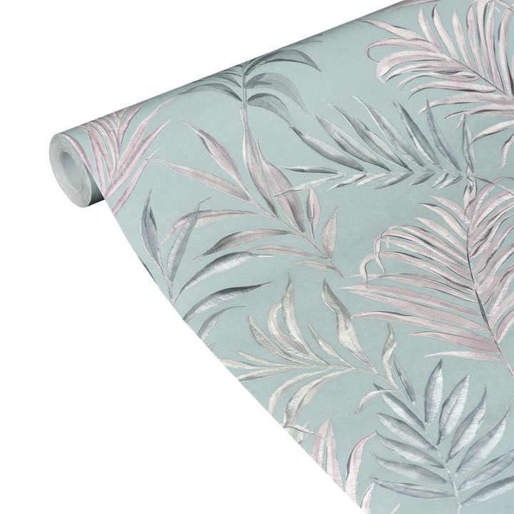 COSMOLIVING Papier peint intissé Midnight botanica Bleu azurin et mauve clair Structuré