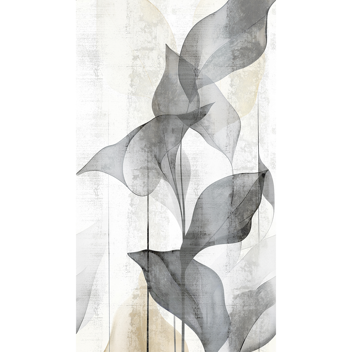 COSMOLIVING Papier peint panoramique L Translucent grace Blanc grisé et anthracite Satiné