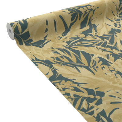 COSMOLIVING Papier peint intissé Earthlines Bleu paon et doré