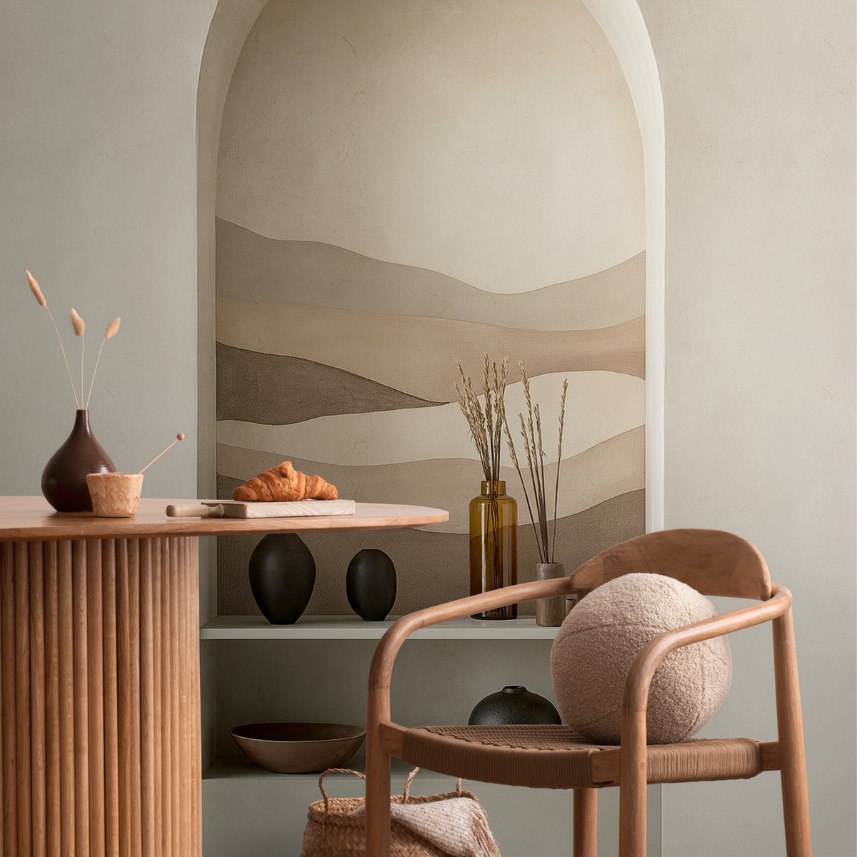 COSMOLIVING Papier peint panoramique L Clay mirage Sable beige Satiné