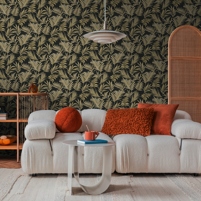 CosmoLiving Papier peint intissé MIDNIGHT BOTANICA noir et doré