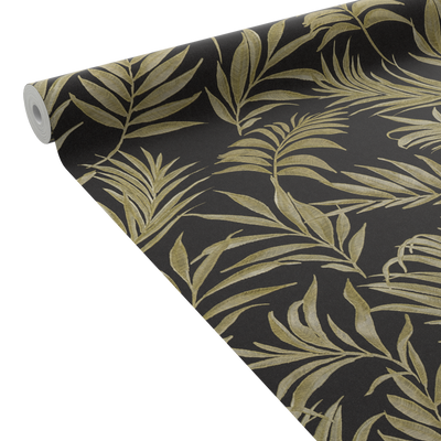 COSMOLIVING Papier peint intissé Midnight botanica Noir et doré