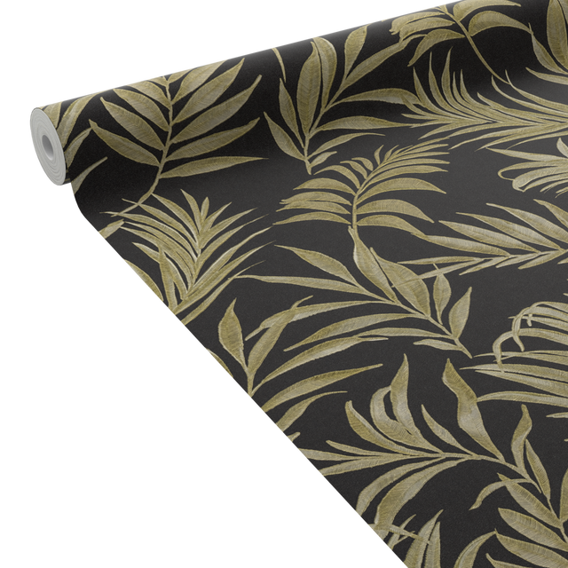 CosmoLiving Papier peint intissé MIDNIGHT BOTANICA noir et doré