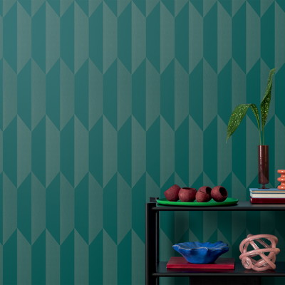 COSMOLIVING Papier peint intissé Graphic groove Bleu paon
