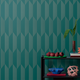 COSMOLIVING Papier peint intissé Graphic groove Bleu paon
