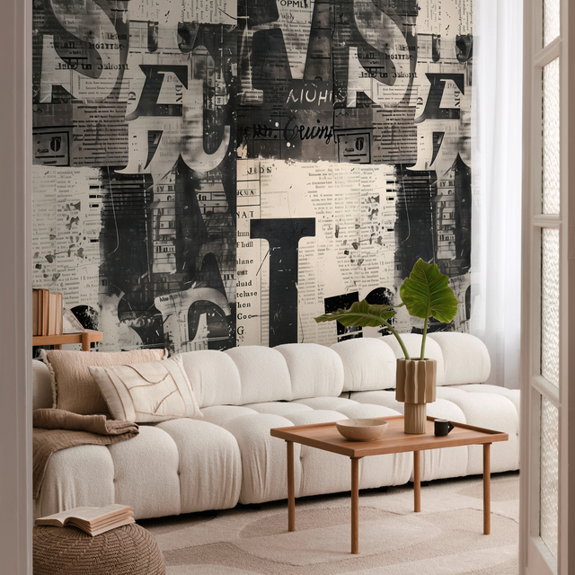 CosmoLiving Papier peint panoramique L NEWSPAPER 159 x 280 cm