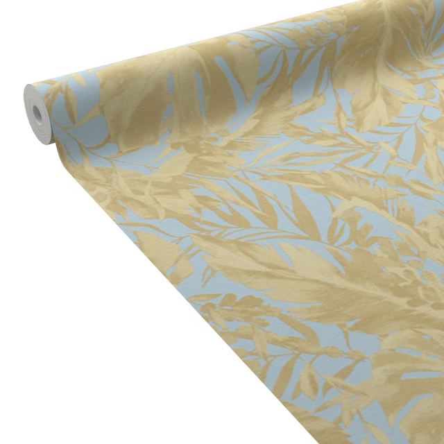 CosmoLiving Papier peint intissé EARTHLINES bleu azurin et doré